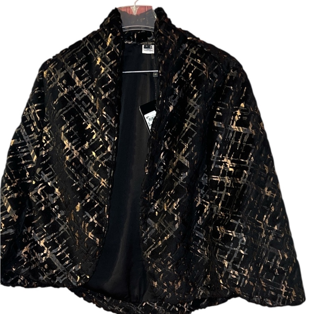 Alberto Makali Black and Gold Cape Jacket L